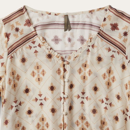 Gaucho Print Herringbone Blouse | Stetson White