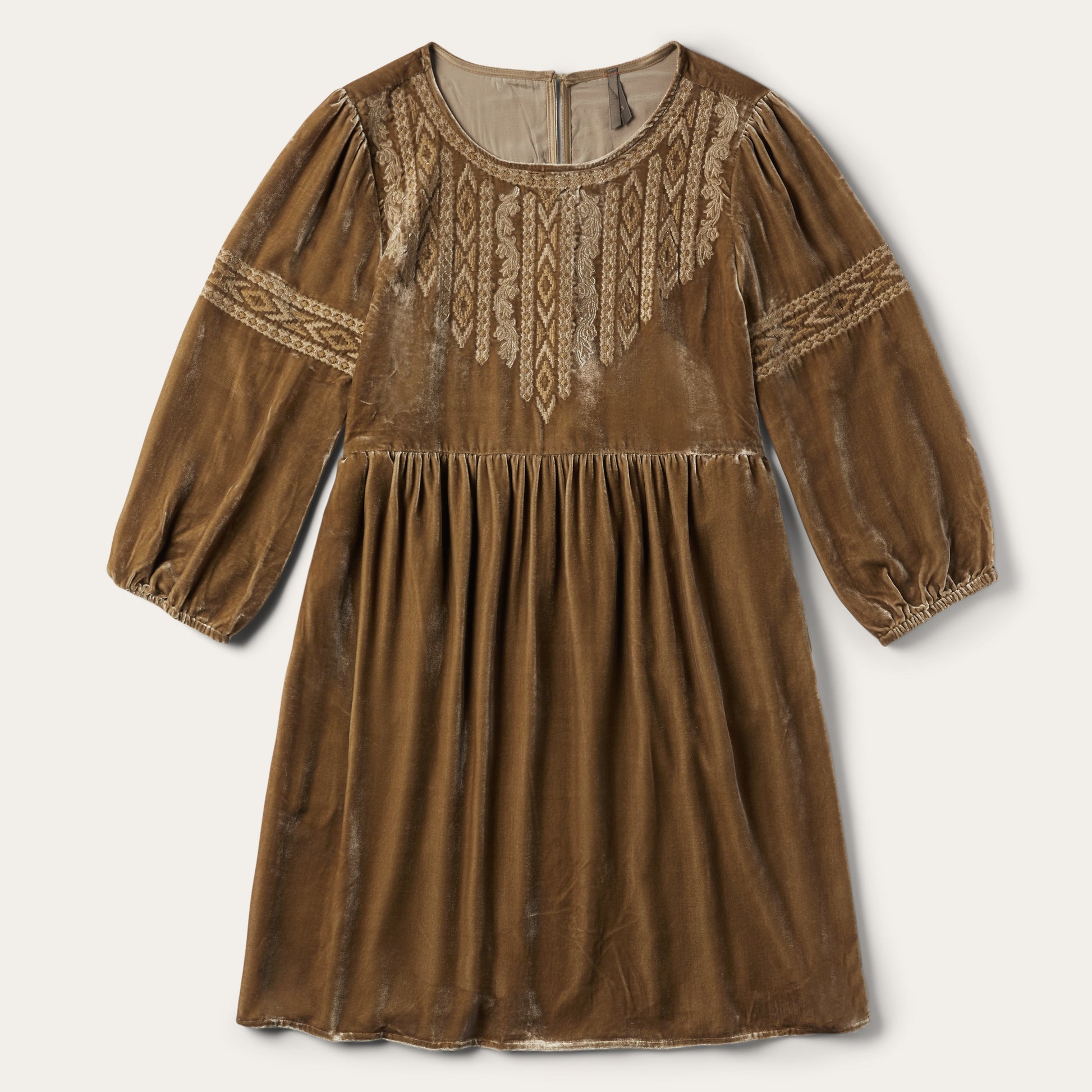 Khaki Velvet Babydoll Dress | Stetson Copper