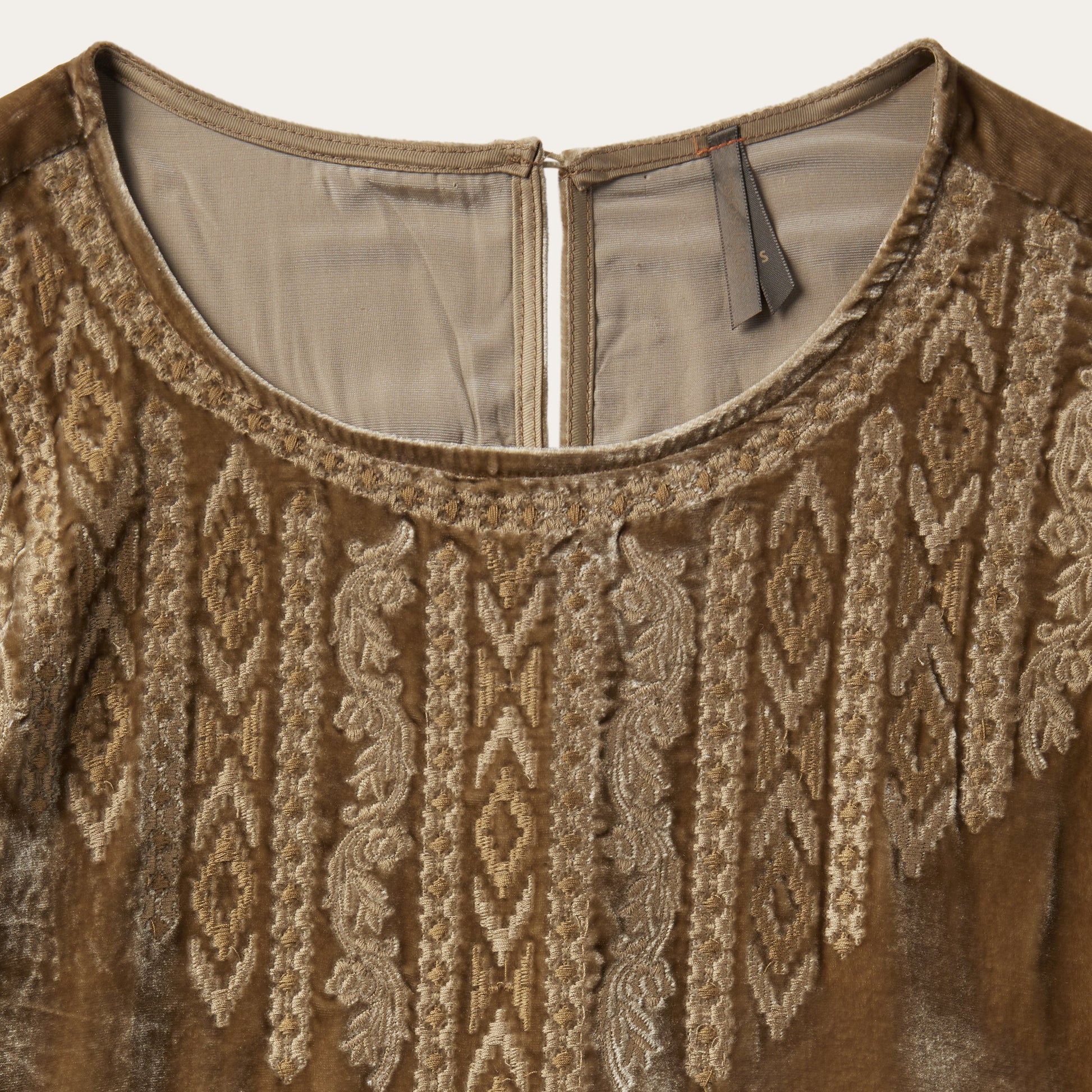 Khaki Velvet Babydoll Dress | Stetson Copper
