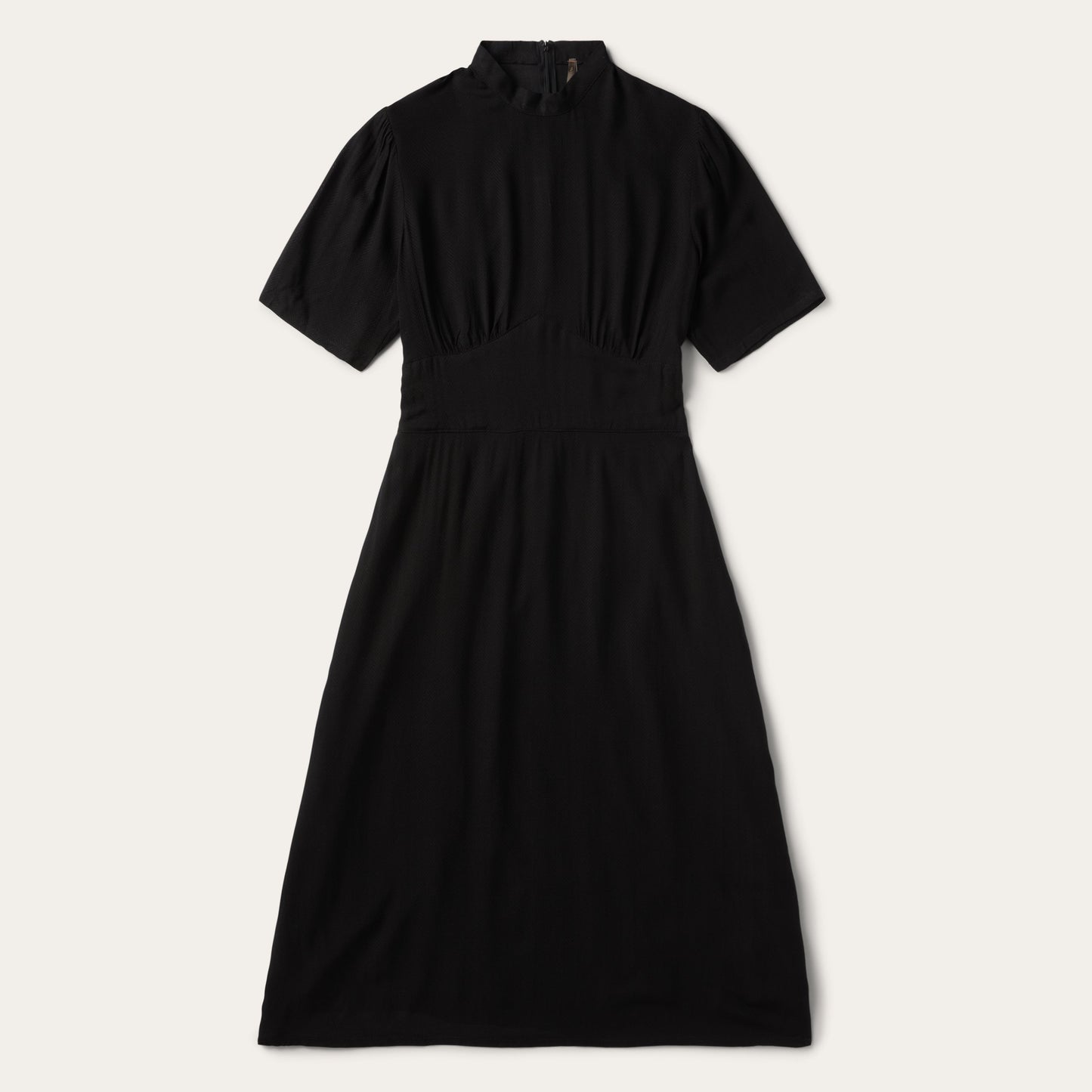 Black Herringbone Twill Midi Dress | Stetson Black