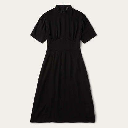 Black Herringbone Twill Midi Dress | Stetson Black
