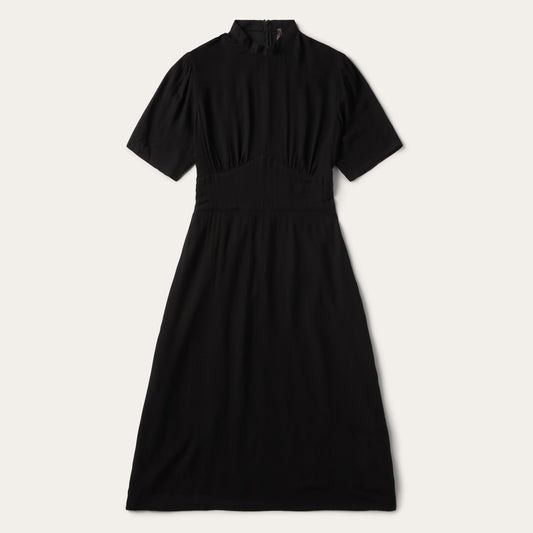 Black Herringbone Twill Midi Dress | Stetson Black