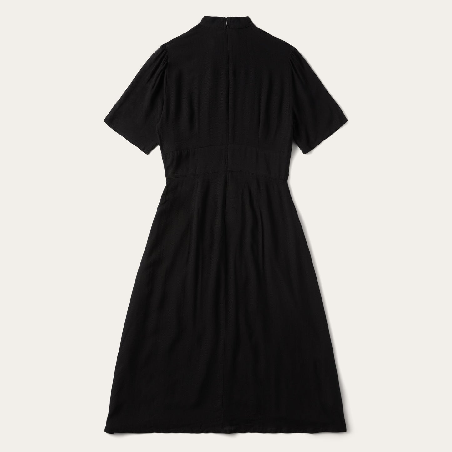 Black Herringbone Twill Midi Dress | Stetson Black