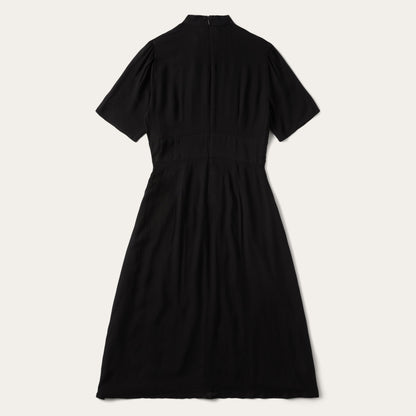 Black Herringbone Twill Midi Dress | Stetson Black
