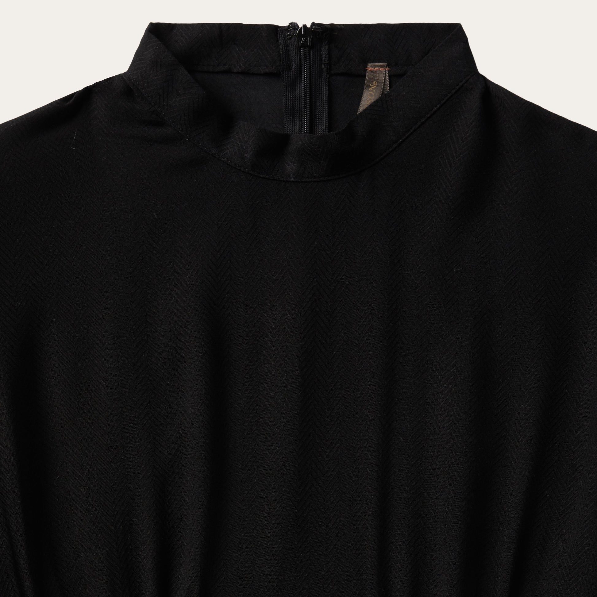 Black Herringbone Twill Midi Dress | Stetson Black