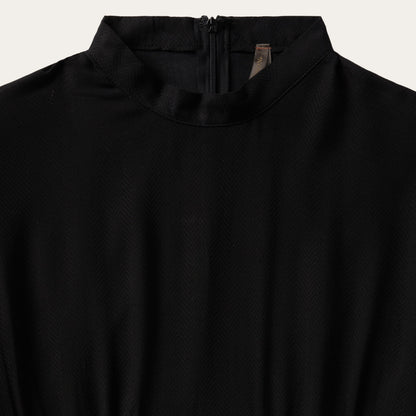 Black Herringbone Twill Midi Dress | Stetson Black