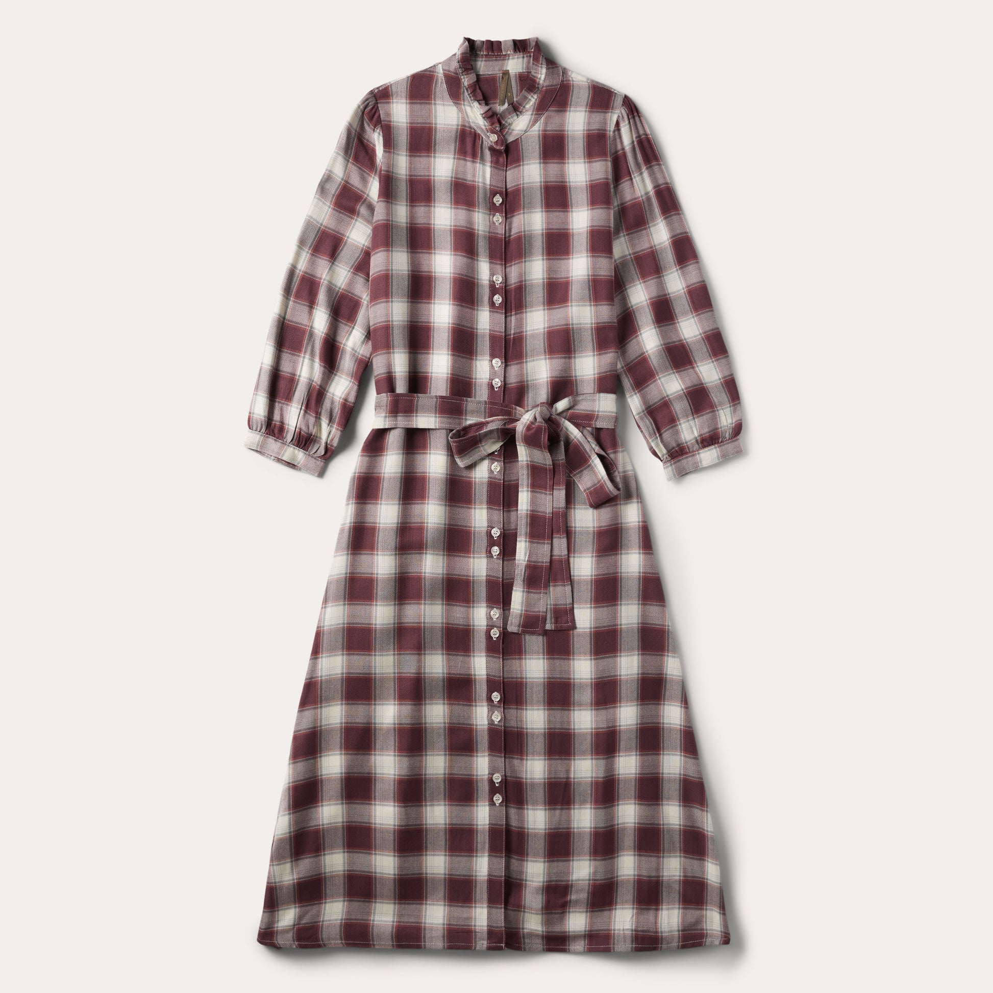 Gaucho Plaid Prairie Shirt Dress | Stetson Wine