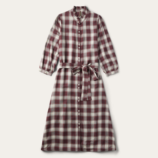 Gaucho Plaid Prairie Shirt Dress | Stetson Wine