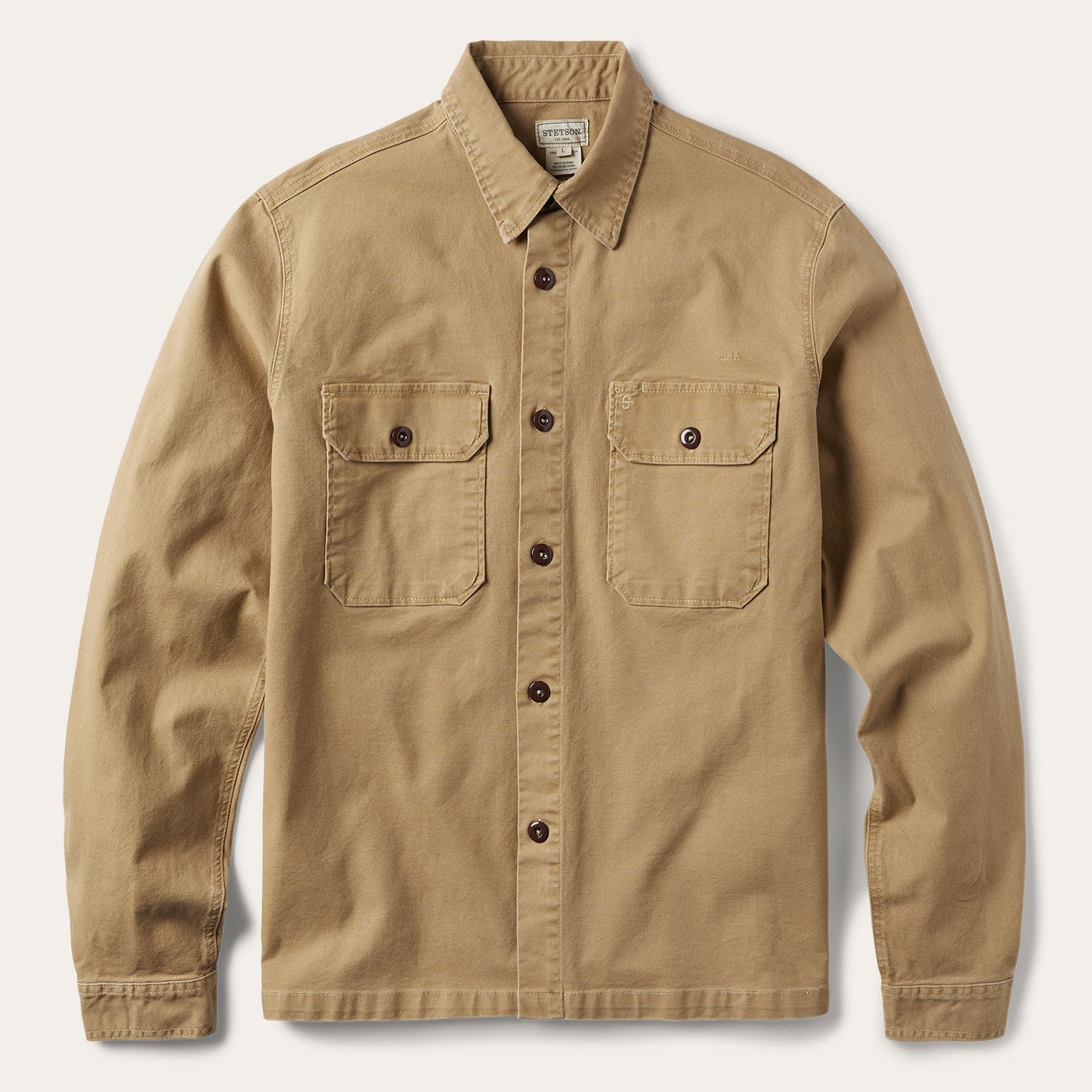 Camel Stretch Canvas Shirt Jacket | Stetson Brown