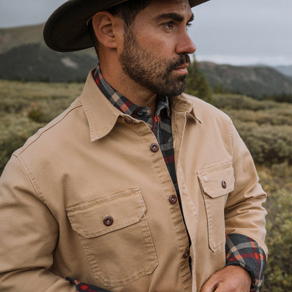Camel Stretch Canvas Shirt Jacket | Stetson Brown