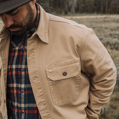 Camel Stretch Canvas Shirt Jacket | Stetson Brown