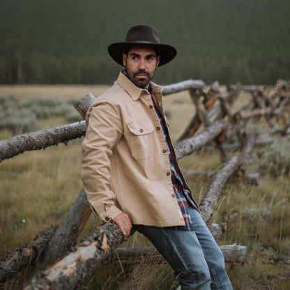 Camel Stretch Canvas Shirt Jacket | Stetson Brown