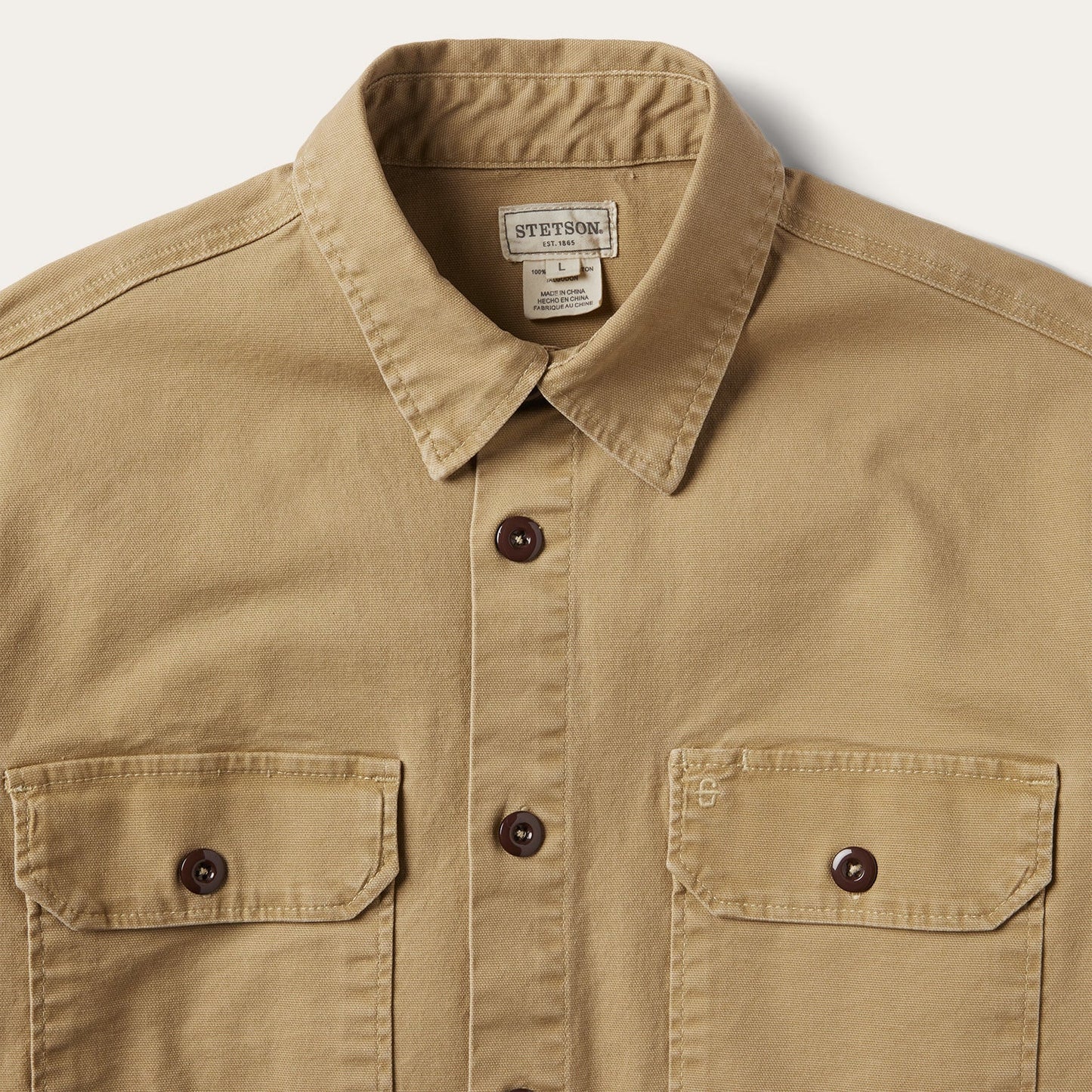 Camel Stretch Canvas Shirt Jacket | Stetson Brown