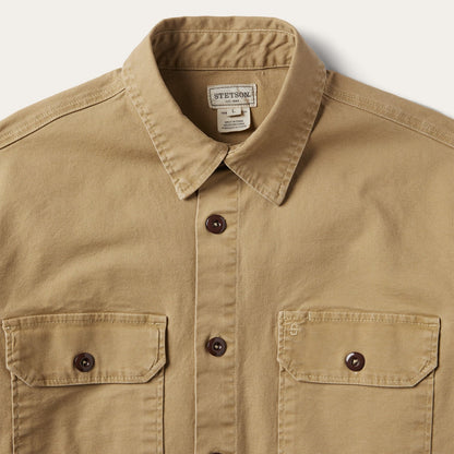 Camel Stretch Canvas Shirt Jacket | Stetson Brown