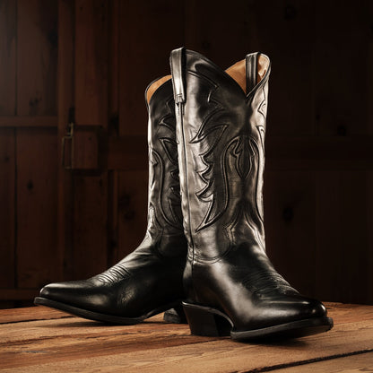 Ames Corded & Burnished Leather Boot | Stetson Black