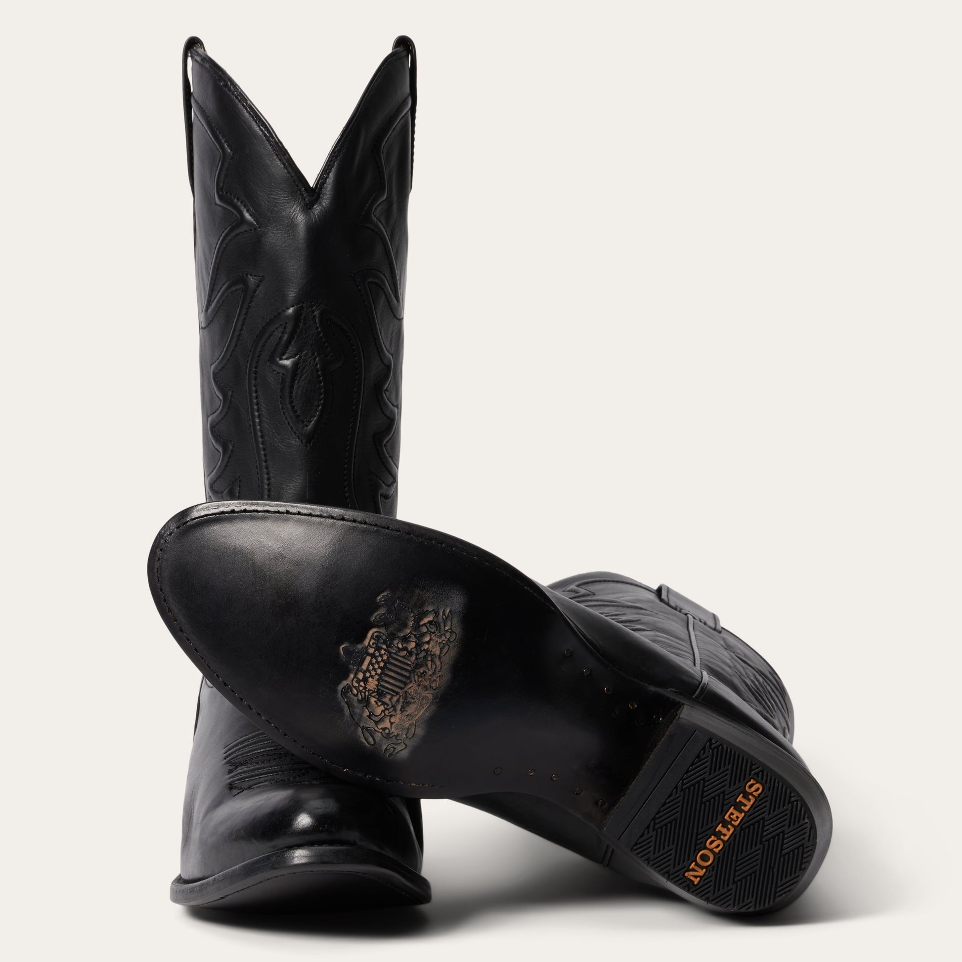 Ames Corded & Burnished Leather Boot | Stetson Black