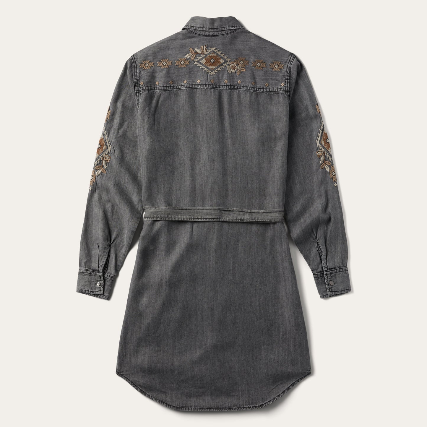 Embroidered Snap Front Shirt Dress | Stetson Black