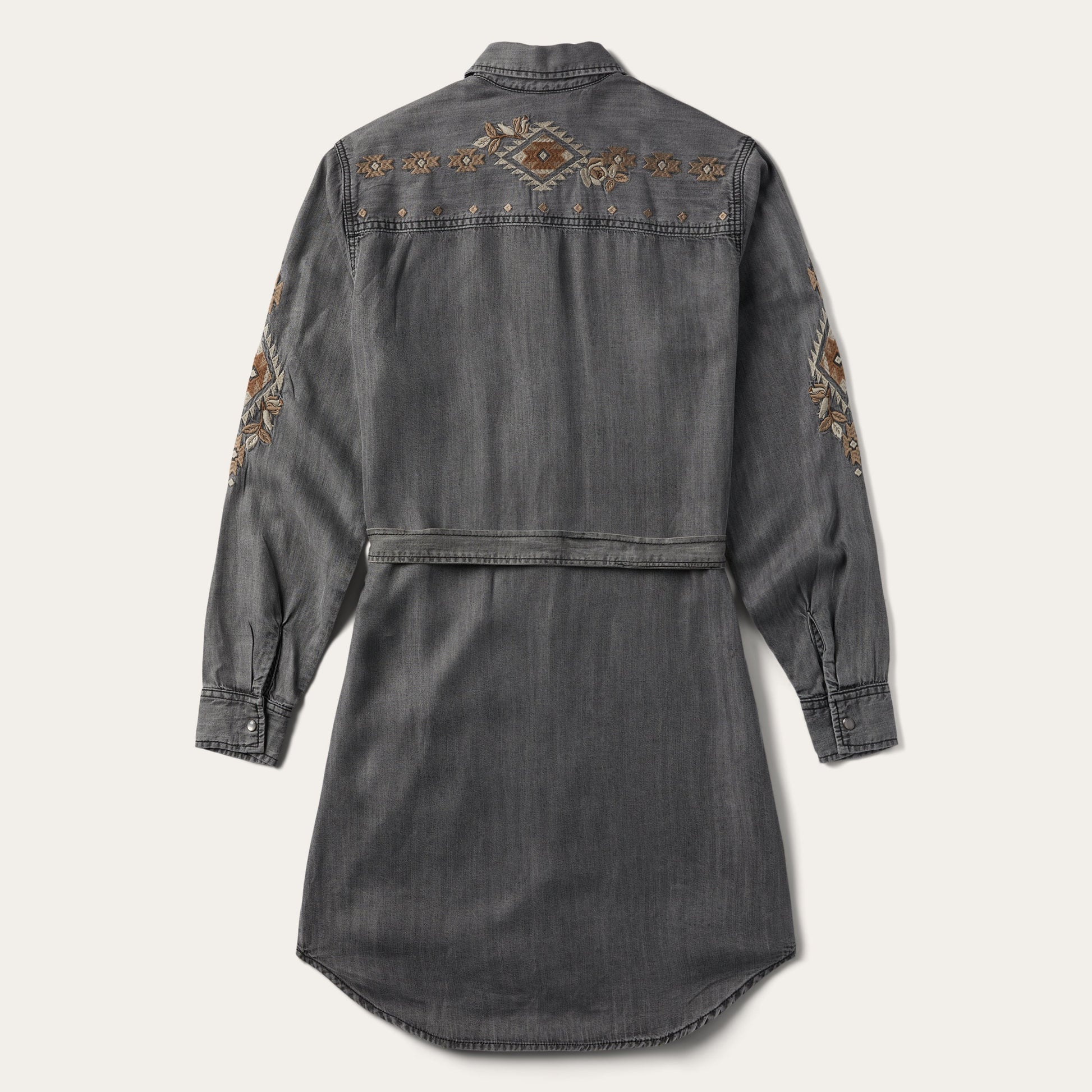 Embroidered Snap Front Shirt Dress | Stetson Black