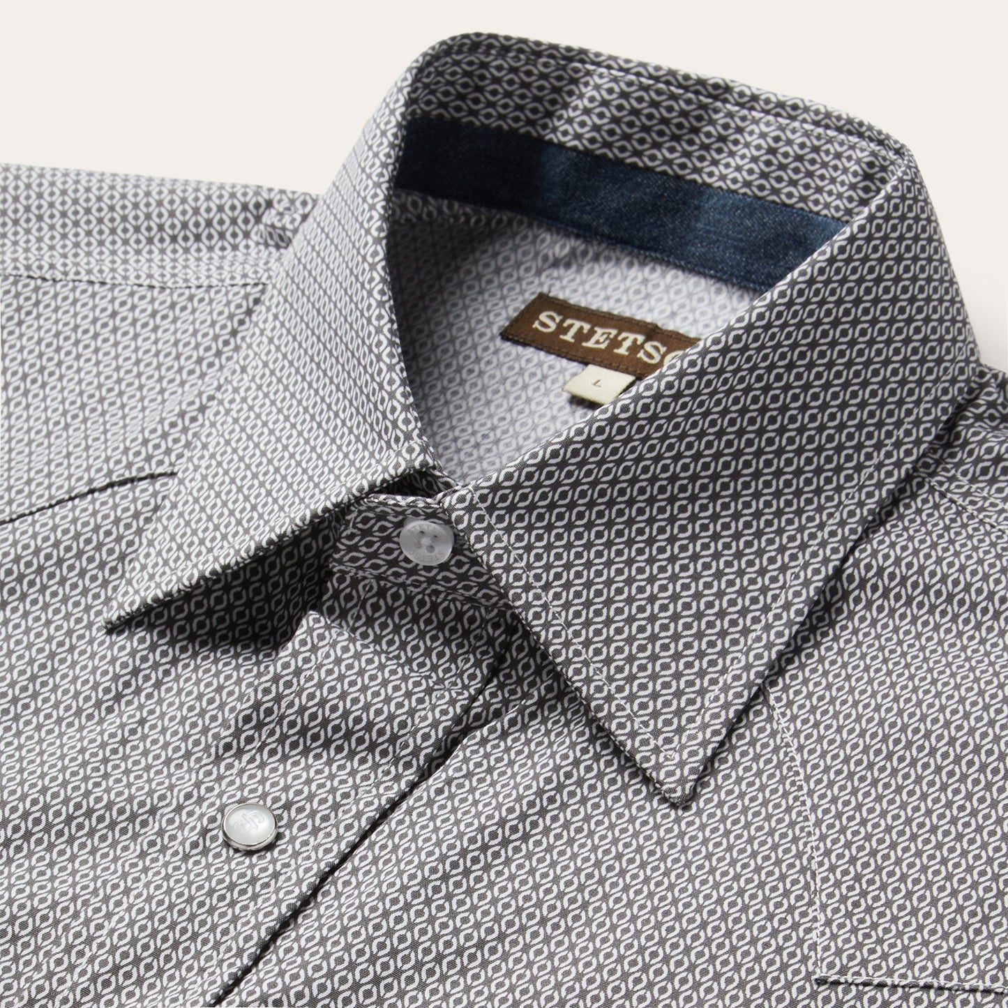 Grey Geo Print Western Shirt | Stetson Grey