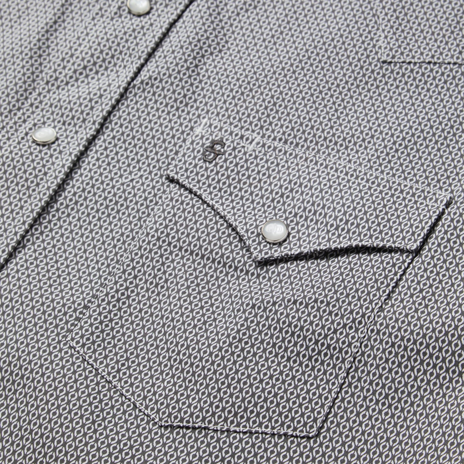 Grey Geo Print Western Shirt | Stetson Grey