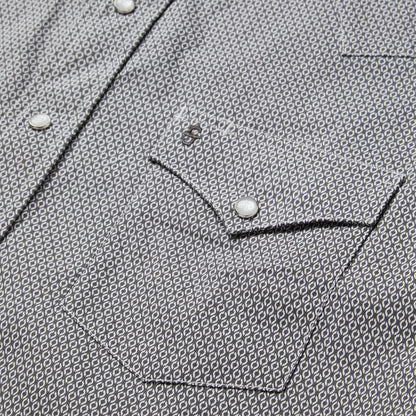 Grey Geo Print Western Shirt | Stetson Grey