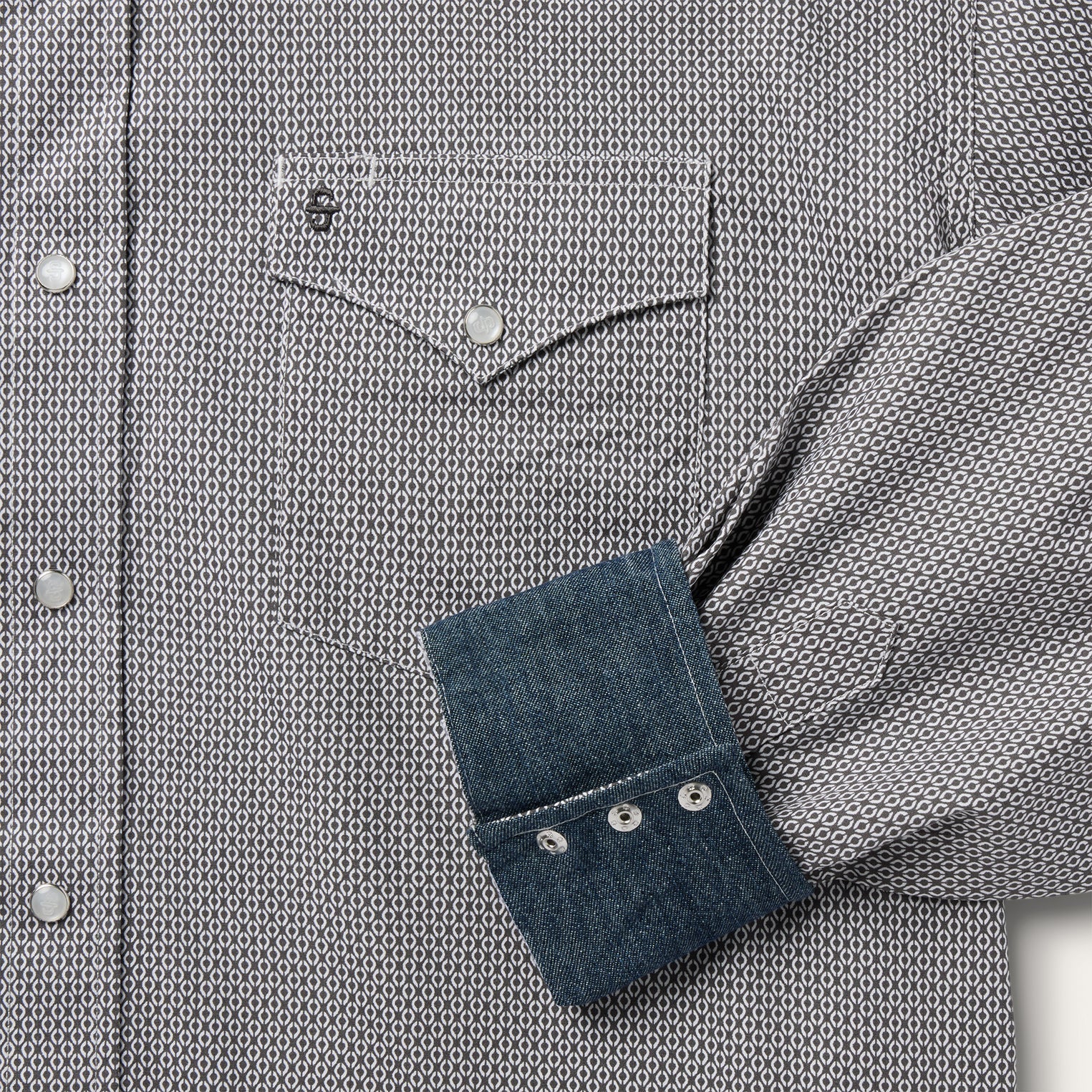 Grey Geo Print Western Shirt | Stetson Grey