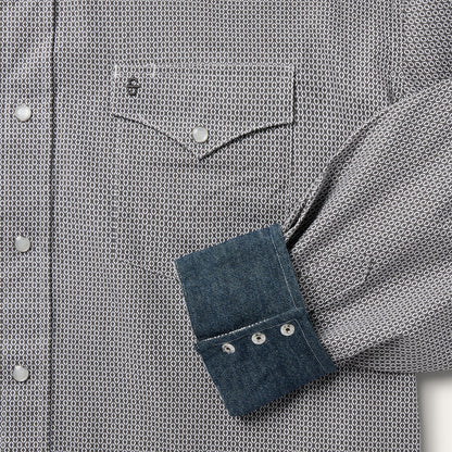 Grey Geo Print Western Shirt | Stetson Grey