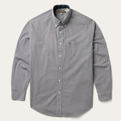 Grey Geo Print Button Front Shirt | Stetson Grey