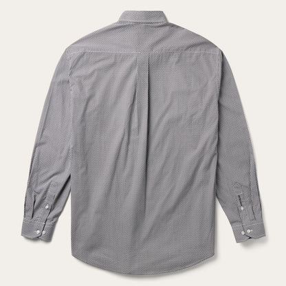 Grey Geo Print Button Front Shirt | Stetson Grey