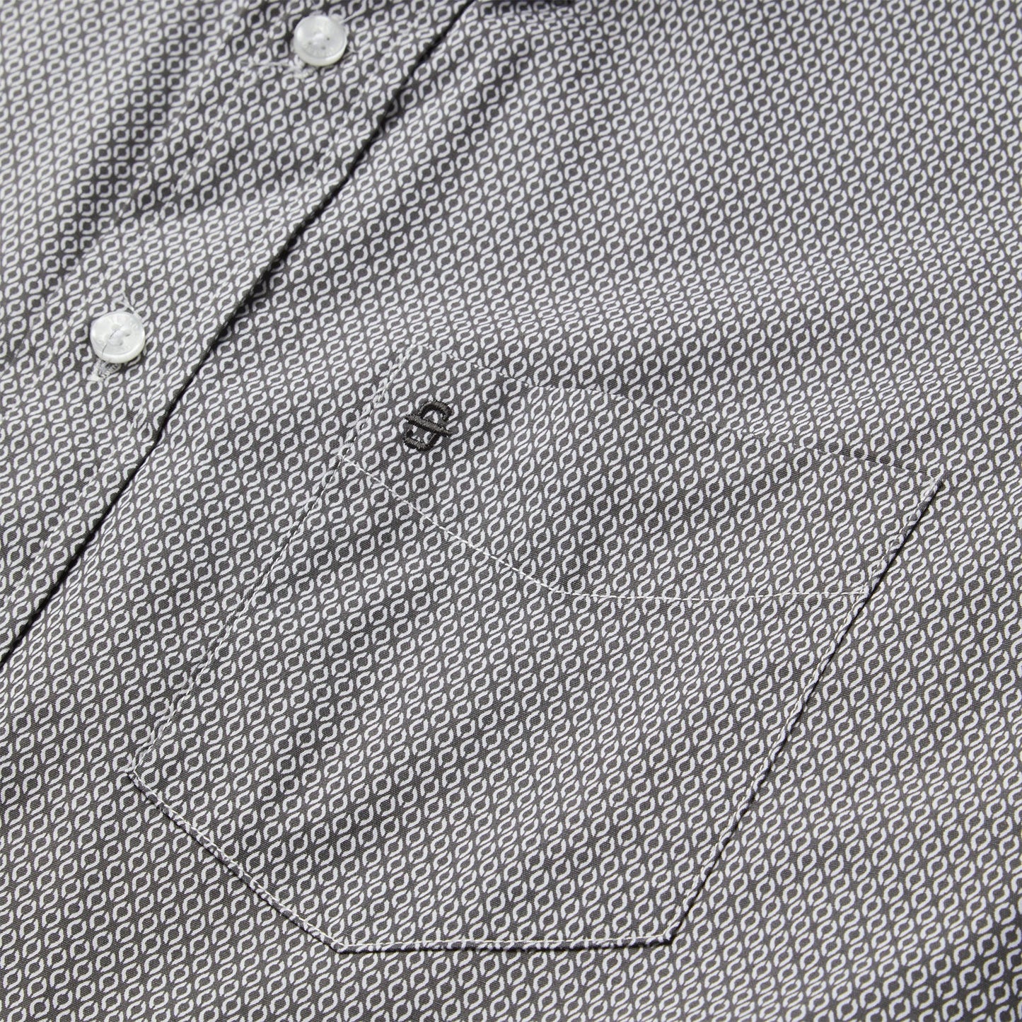 Grey Geo Print Button Front Shirt | Stetson Grey