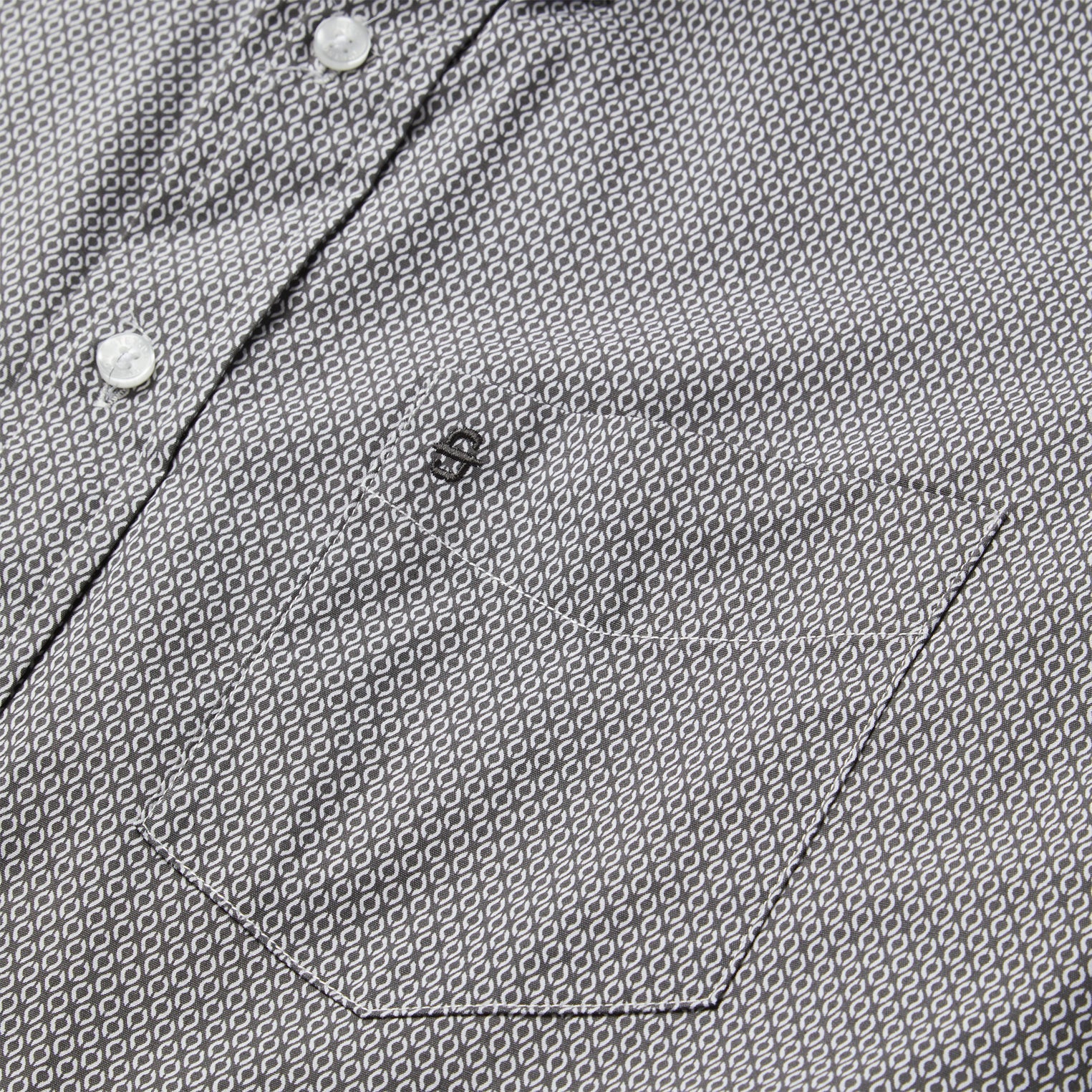 Grey Geo Print Button Front Shirt | Stetson Grey