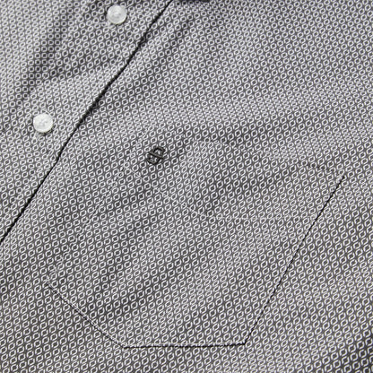 Grey Geo Print Button Front Shirt | Stetson Grey