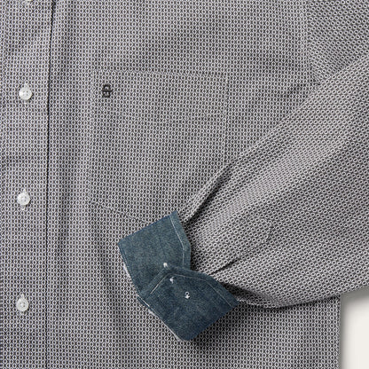 Grey Geo Print Button Front Shirt | Stetson Grey