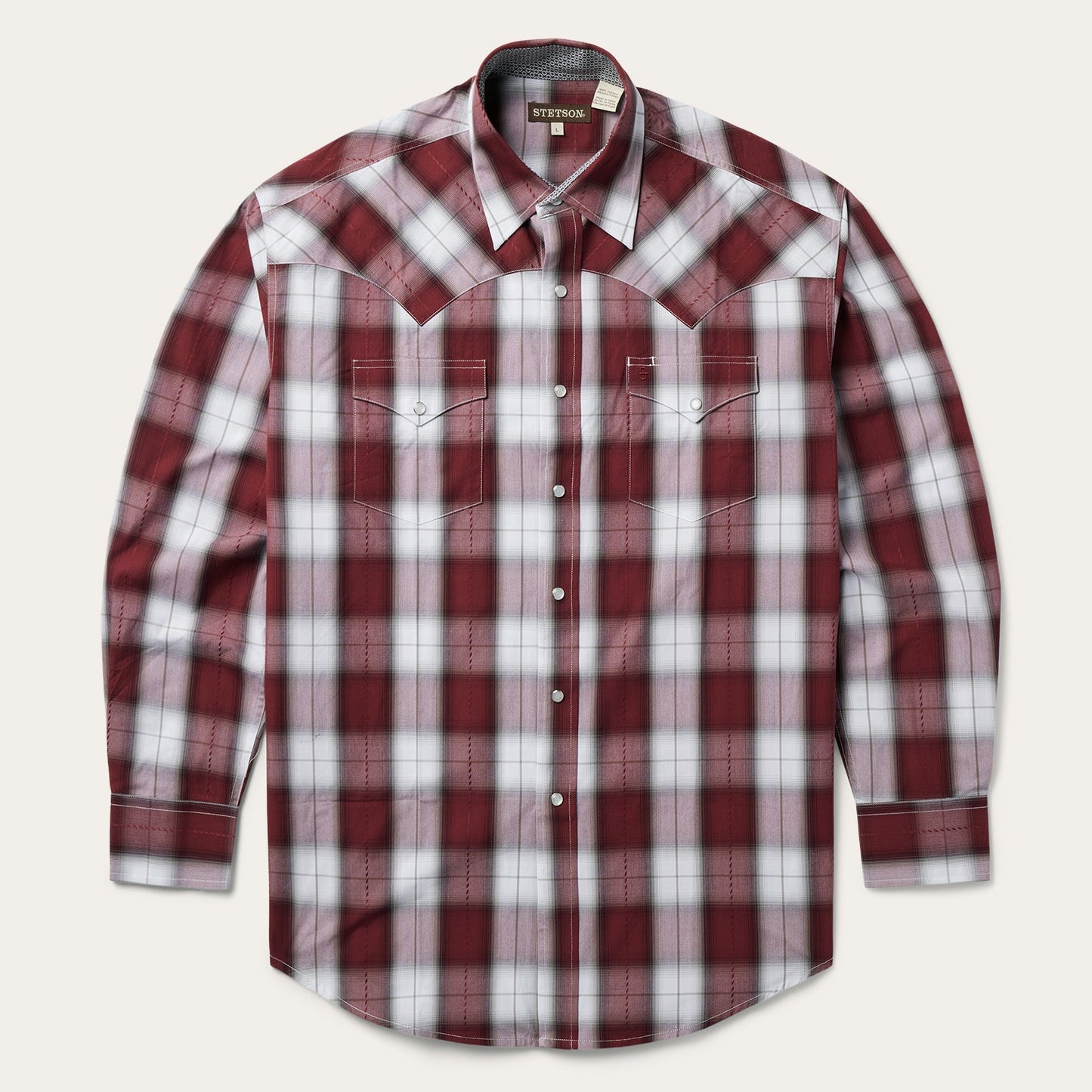 Shadow Plaid Western Shirt | Stetson Wine
