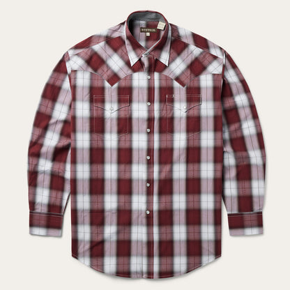 Shadow Plaid Western Shirt | Stetson Wine