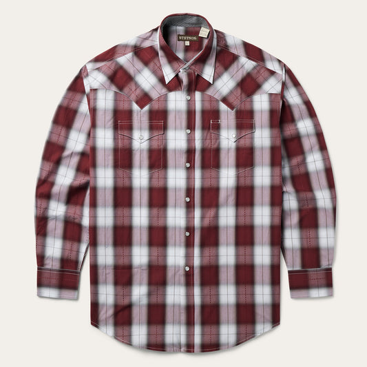 Shadow Plaid Western Shirt | Stetson Wine