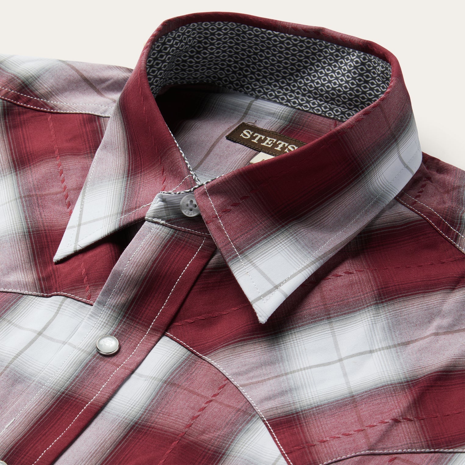 Shadow Plaid Western Shirt | Stetson Wine