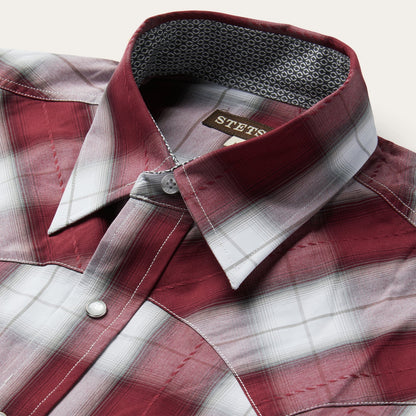 Shadow Plaid Western Shirt | Stetson Wine