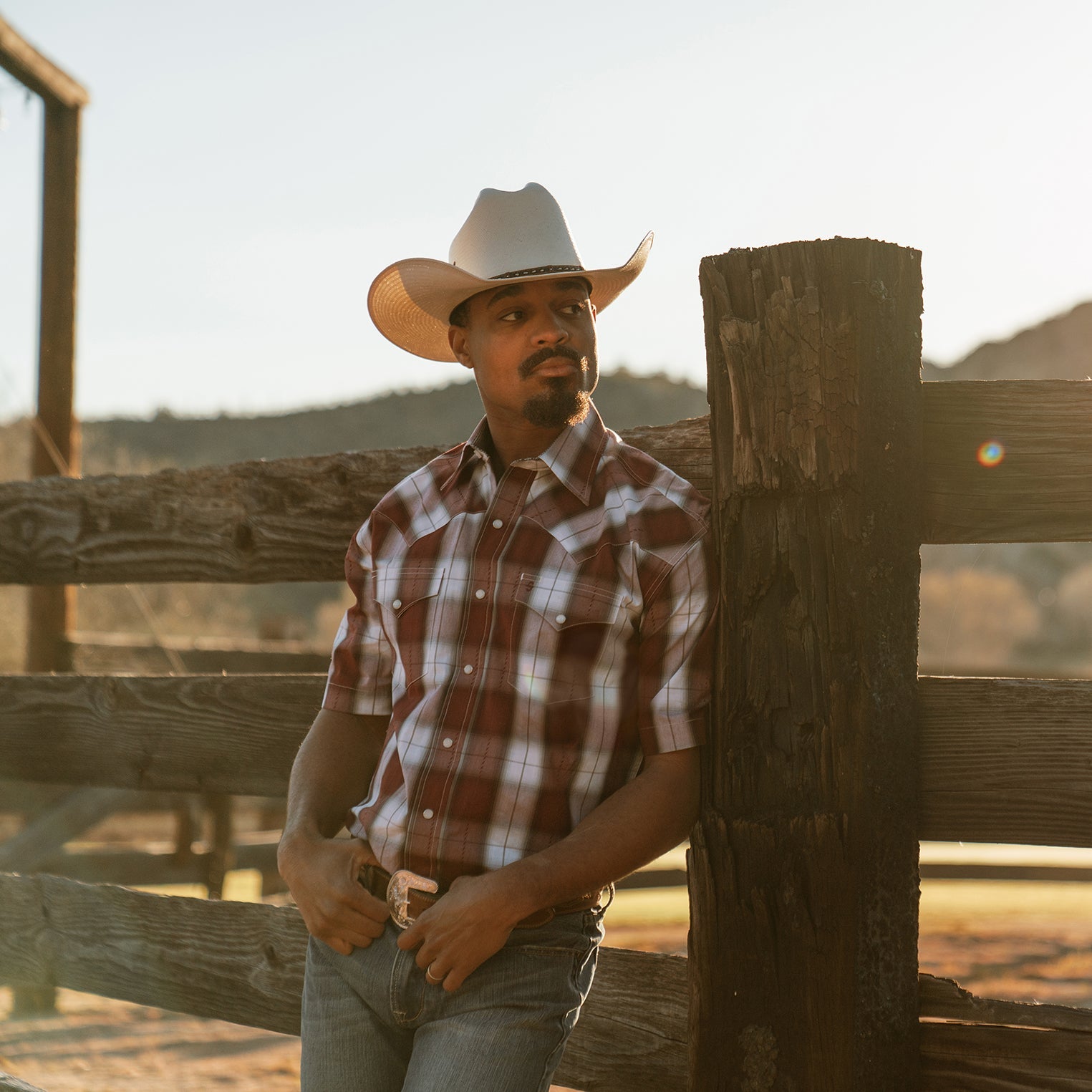 Shadow Plaid Short Sleeve Western Shirt | Stetson Wine