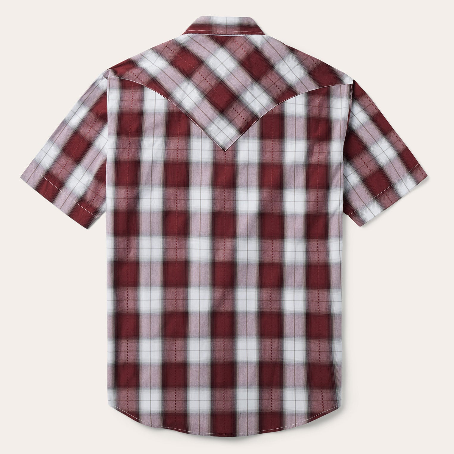 Shadow Plaid Short Sleeve Western Shirt | Stetson Wine