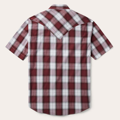 Shadow Plaid Short Sleeve Western Shirt | Stetson Wine