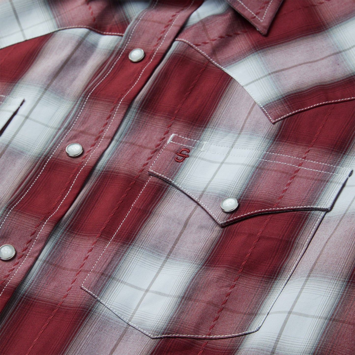 Shadow Plaid Short Sleeve Western Shirt | Stetson Wine