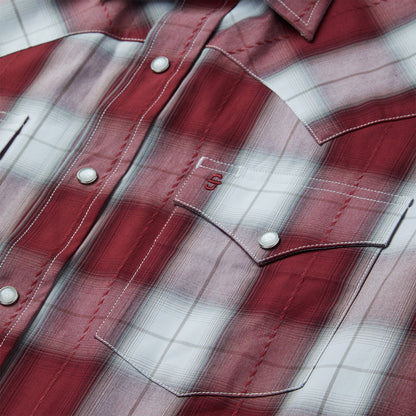 Shadow Plaid Short Sleeve Western Shirt | Stetson Wine