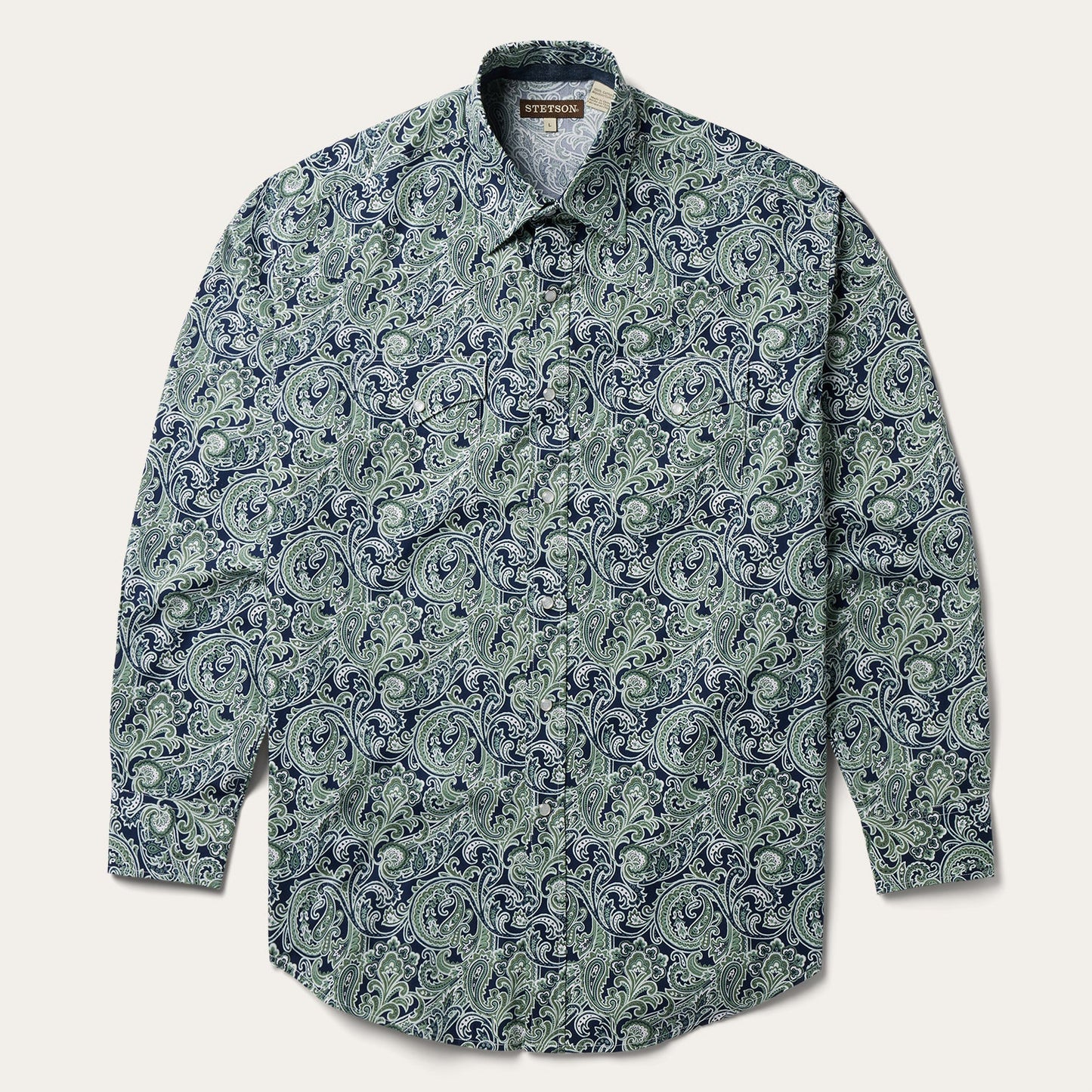 Greenspring Paisley Print Western Shirt | Stetson Blue