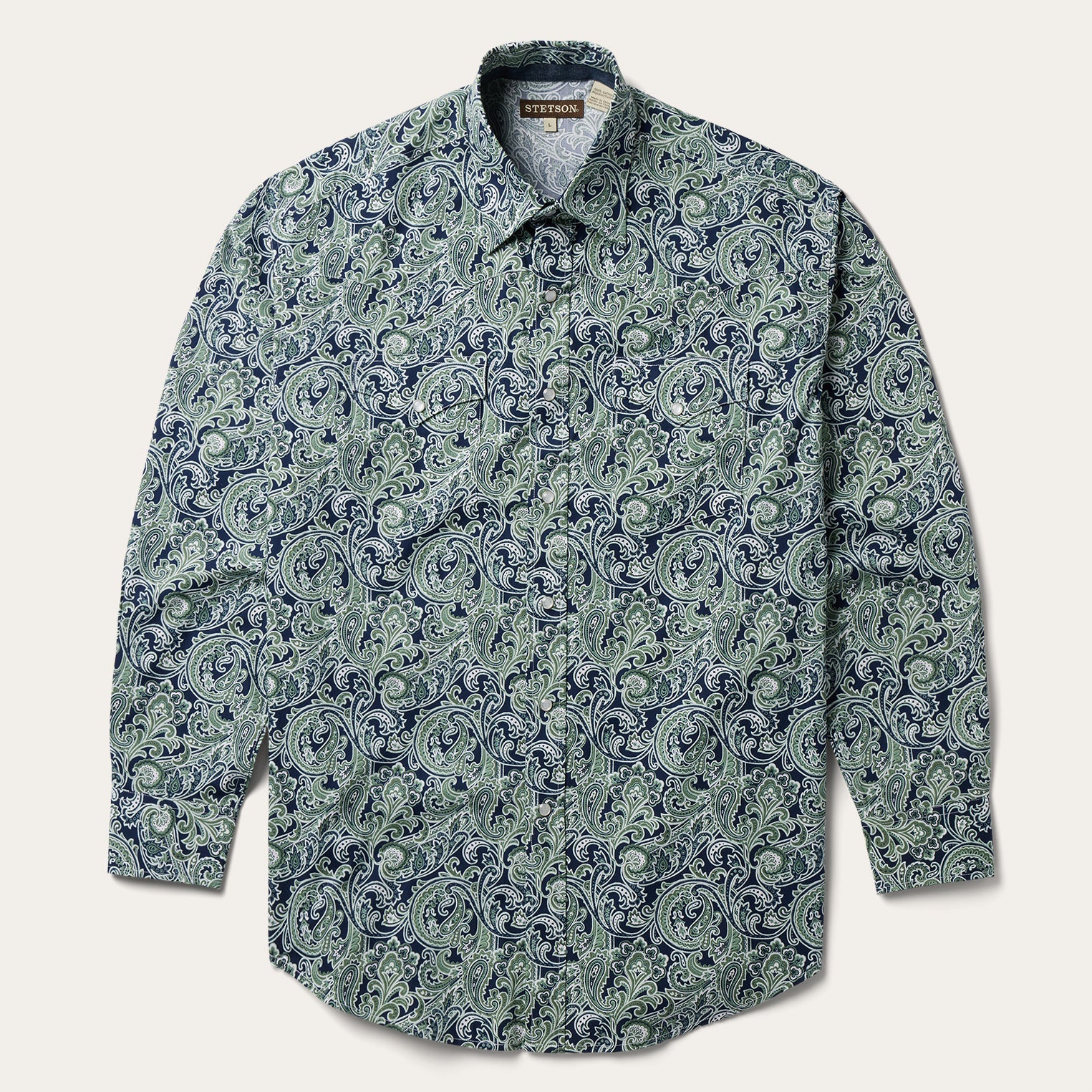Greenspring Paisley Print Western Shirt | Stetson Blue