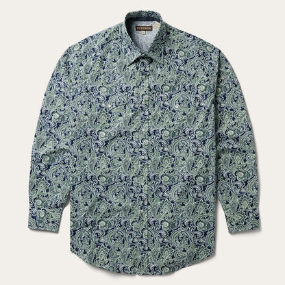 Greenspring Paisley Print Western Shirt | Stetson Blue