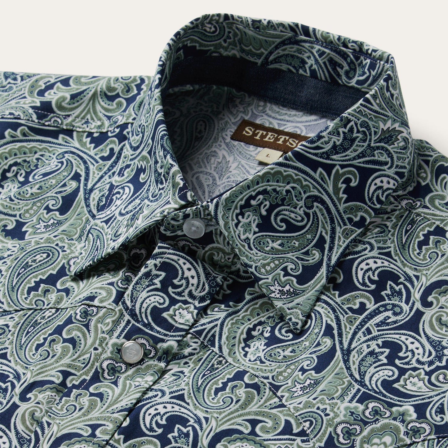 Greenspring Paisley Print Western Shirt | Stetson Blue