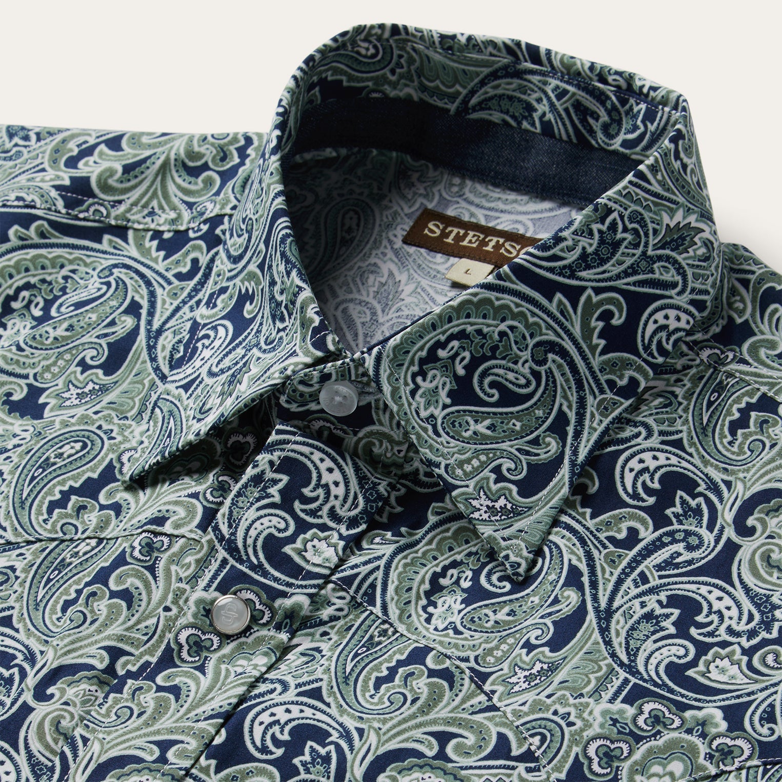 Greenspring Paisley Print Western Shirt | Stetson Blue