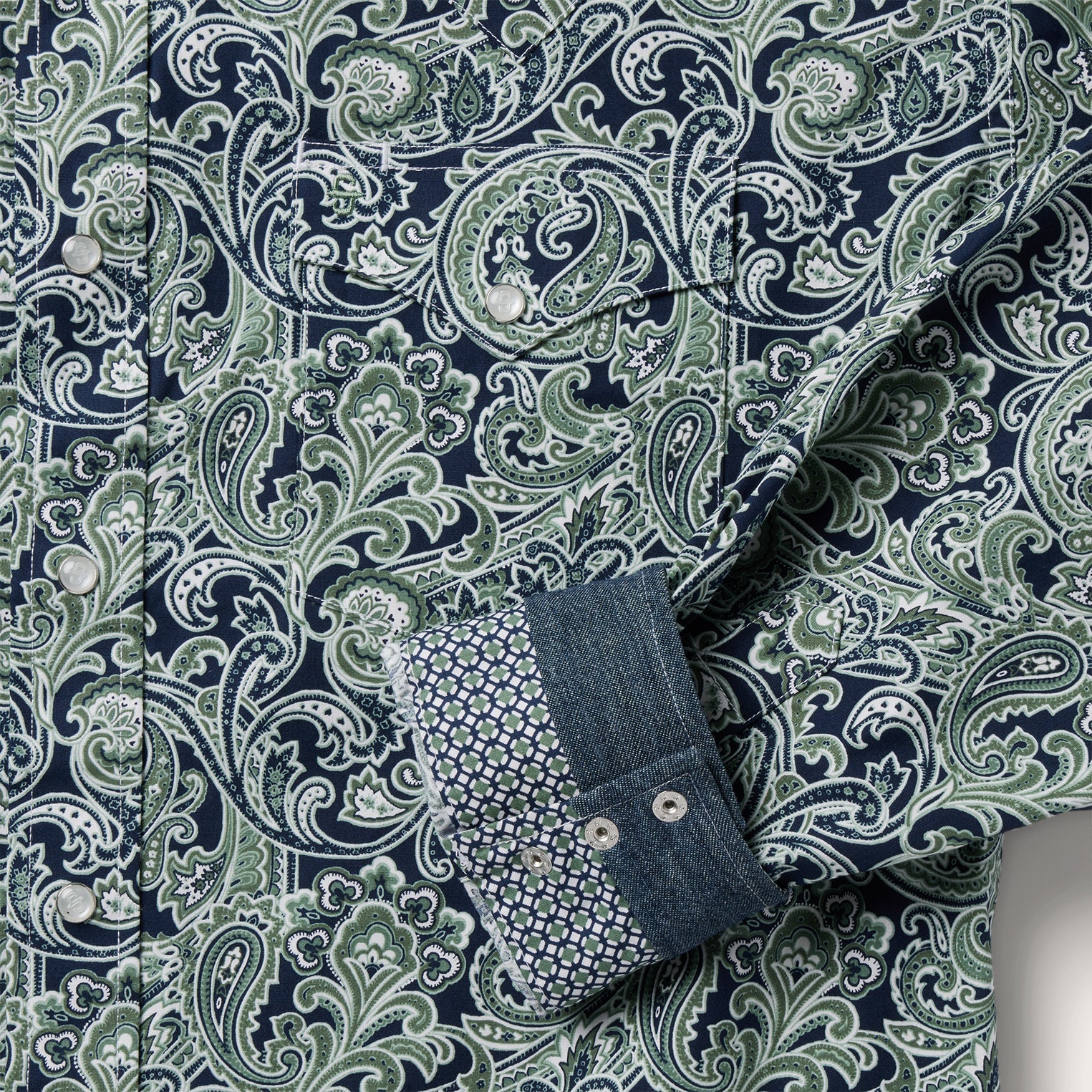 Greenspring Paisley Print Western Shirt | Stetson Blue