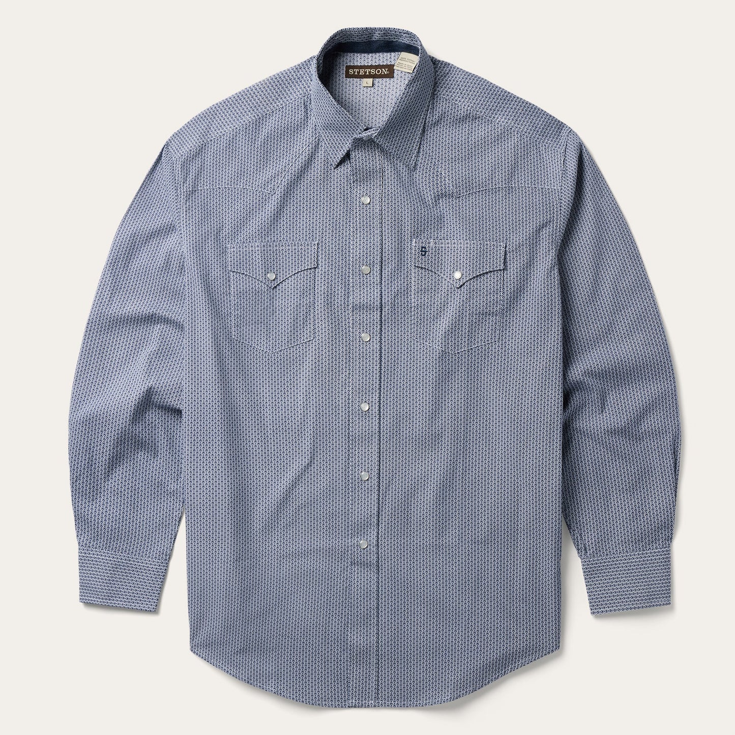 Blue Deco Geo Print Western Shirt | Stetson Blue